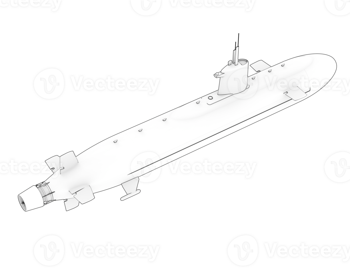 Submarine isolated on background. 3d rendering - illustration png