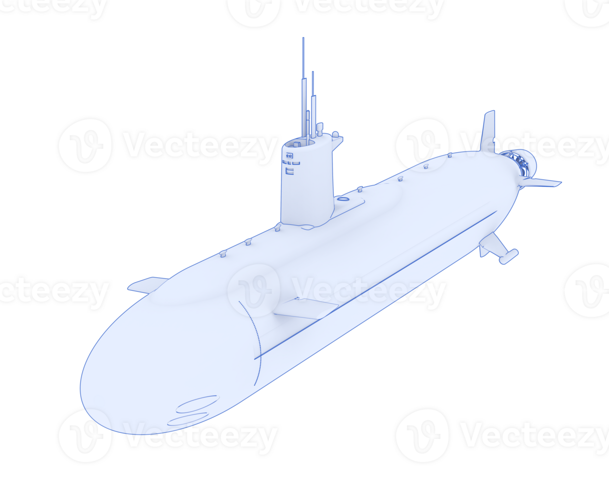 Submarine isolated on background. 3d rendering - illustration png