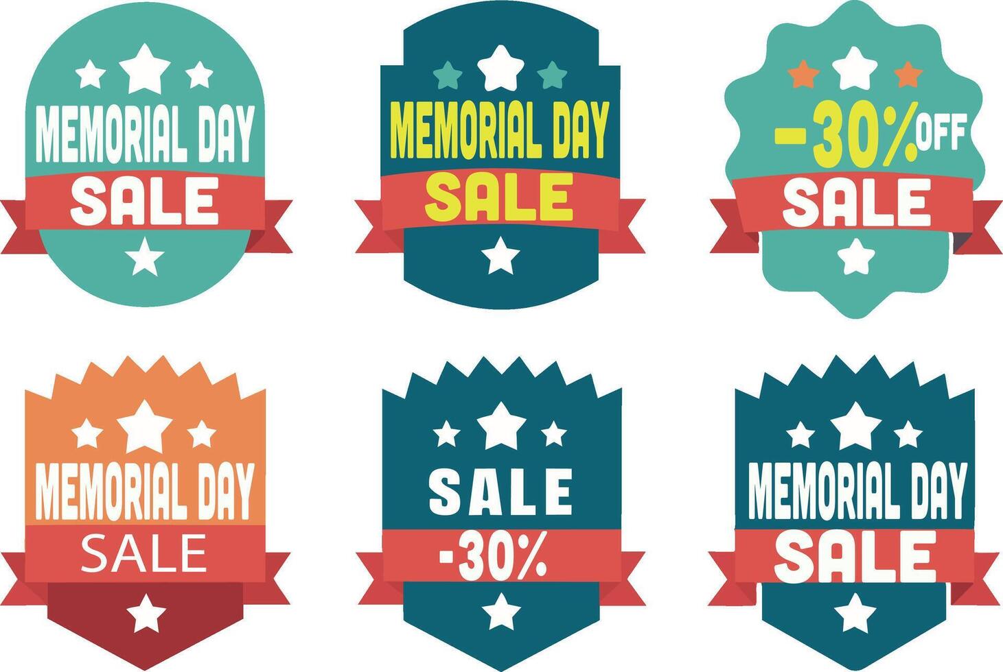 Memorial Day Sale Label Illustration Set vector