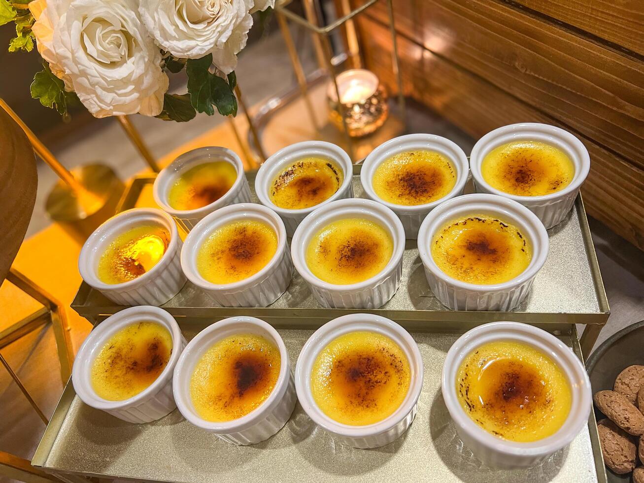 Selection of Creme Brule on White Trays photo