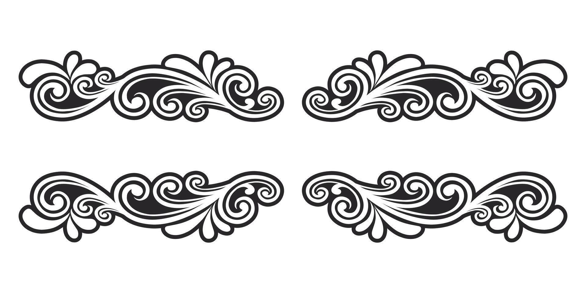 Classic name tags ornament floral border vector