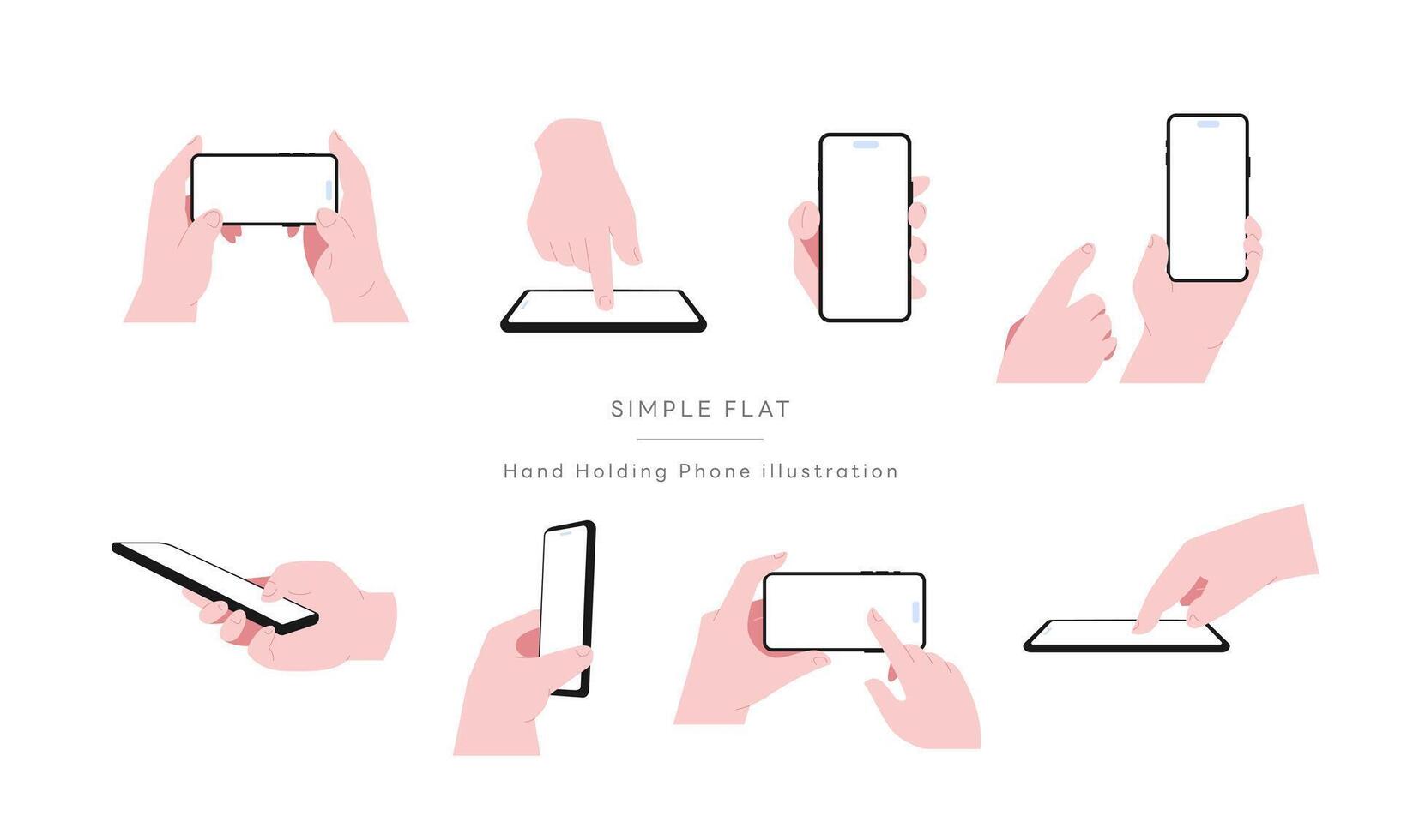 Simple flat Hand Holding Phone illustration Set2 vector