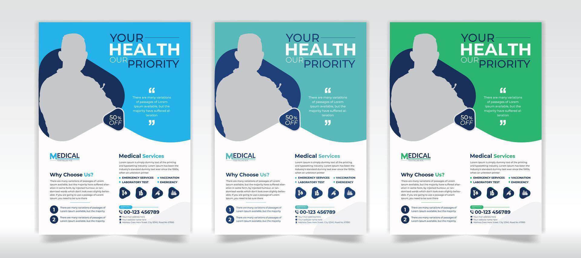 Flyer design with organic shape, Home medical service flyer template design vector