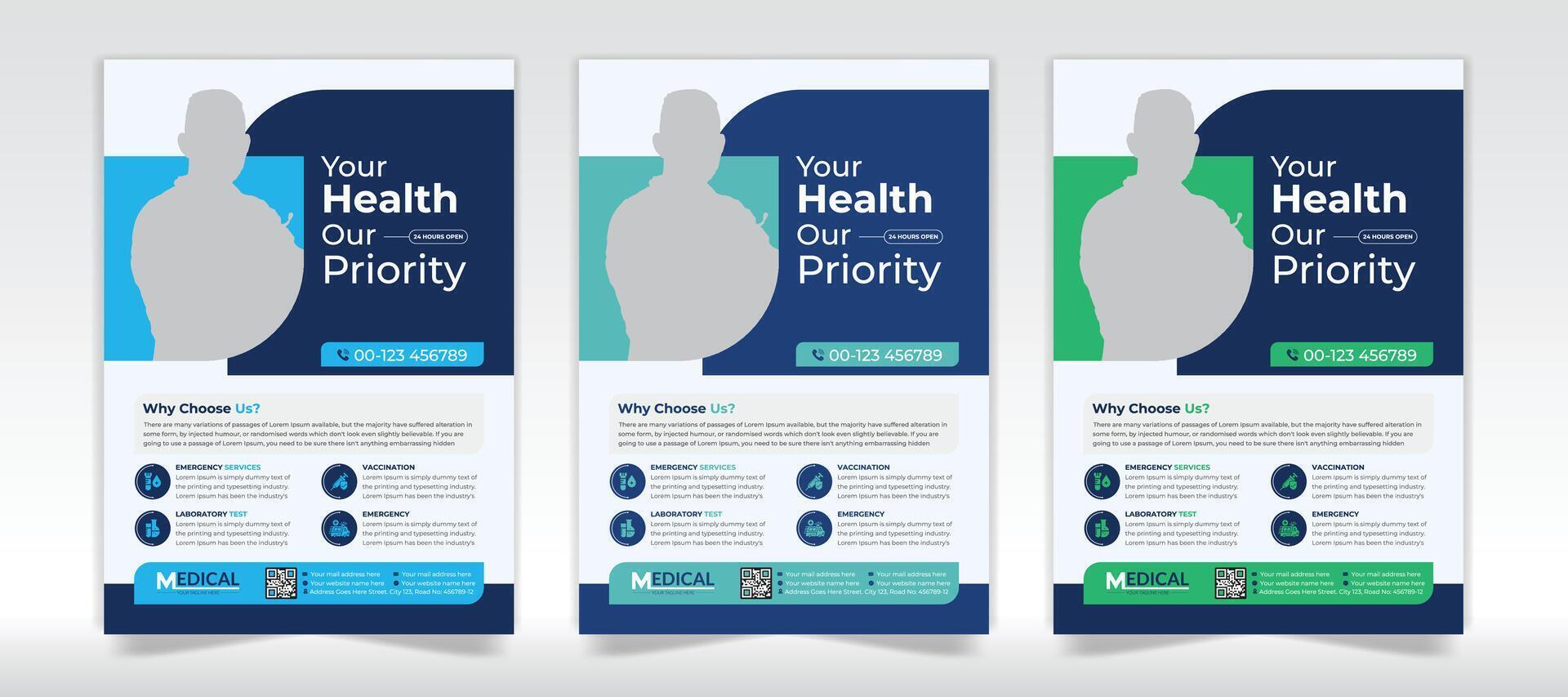 Healthcare or Medical flyer template and medical flyer design layout with A4 design vector