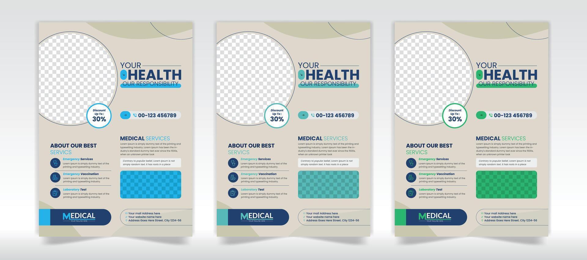 Minimal and clean medical flyer design layout vector