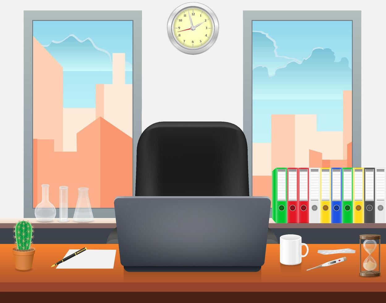 office work space for staff of a company or organization stock illustration vector