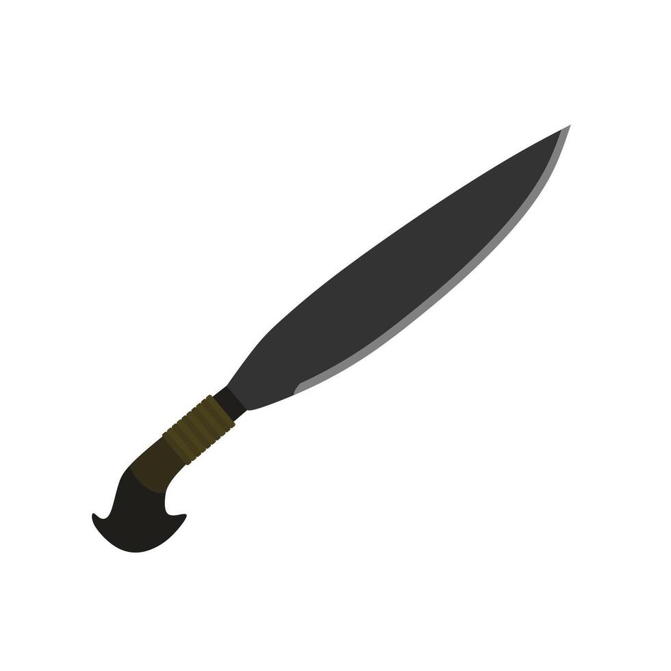 barong machete flat design illustration isolated on white background. Machete, Infantry Kukri blade flat color. crossed military knives vector