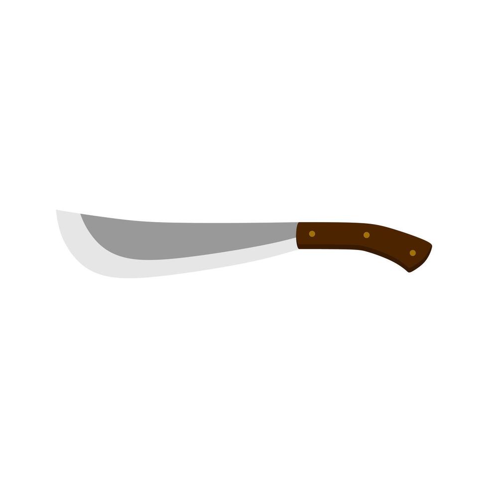 golok machete flat design illustration isolated on white background. Combat weapon blades, model types. Trapper sword and hunter knife blades. Protection concept. Warrior blades vector
