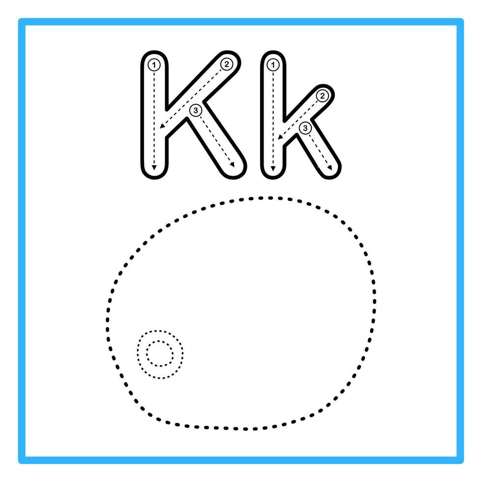 tracing alphabet trace kiwi fruit illustration vector