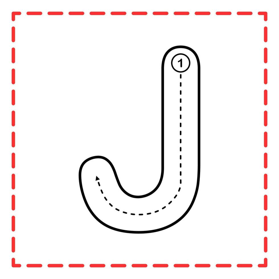 alphabet tracing j illustration vector
