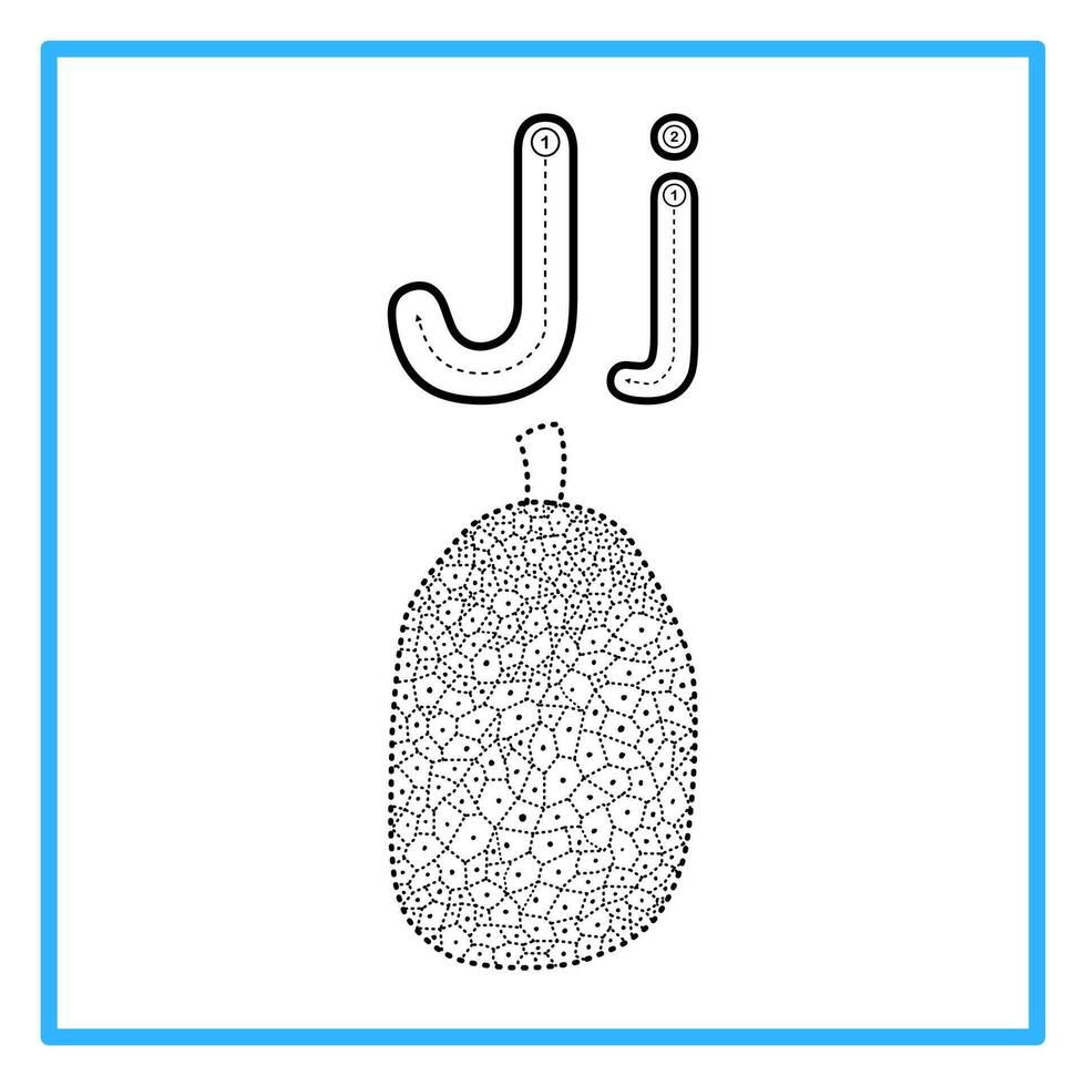 tracing alphabet trace jack fruit illustration vector