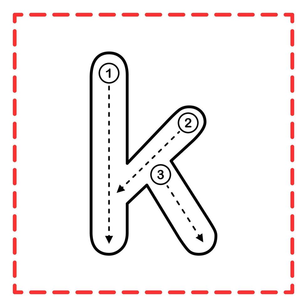 alphabet tracing kk illustration vector