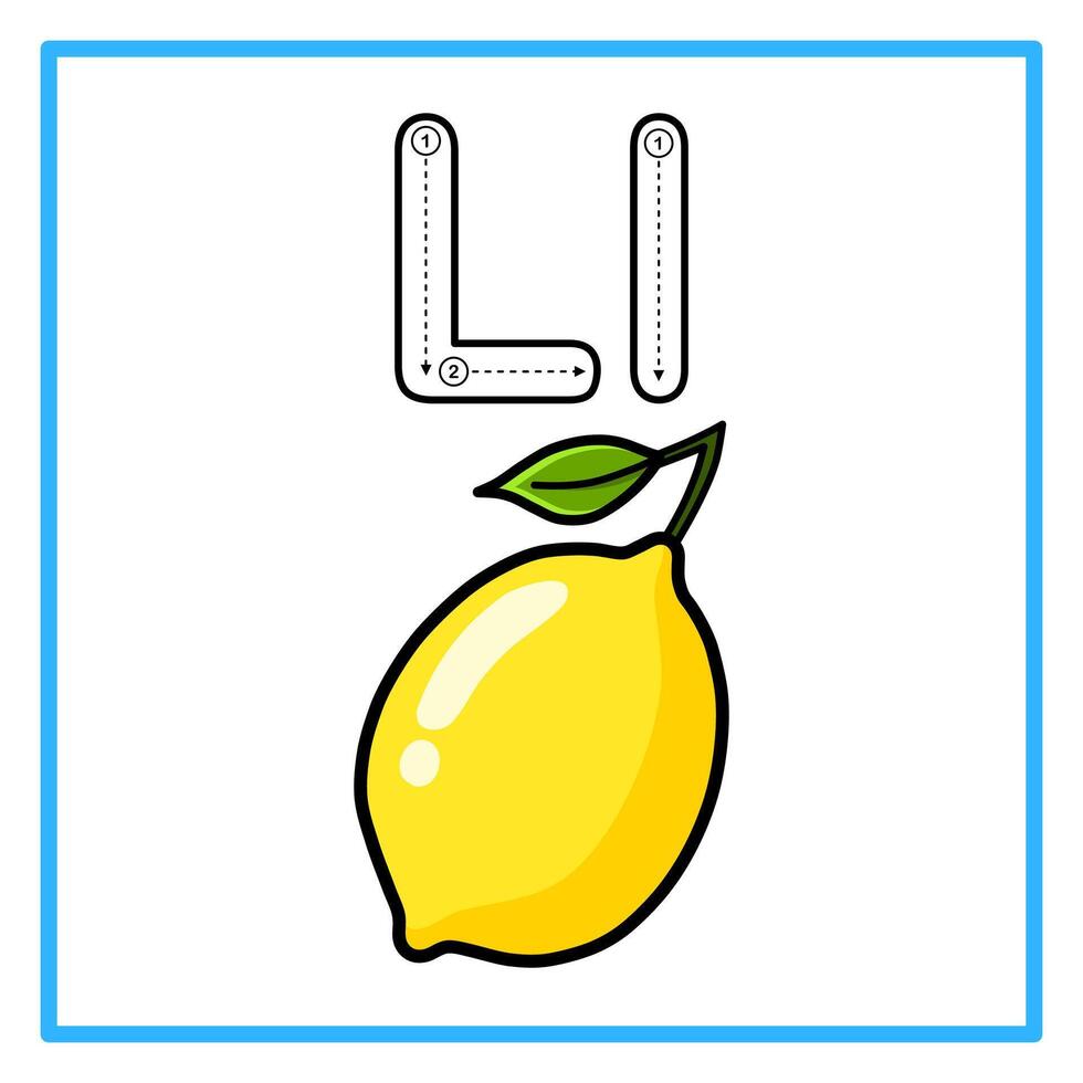 tracing alphabet lemon fruit illustration vector