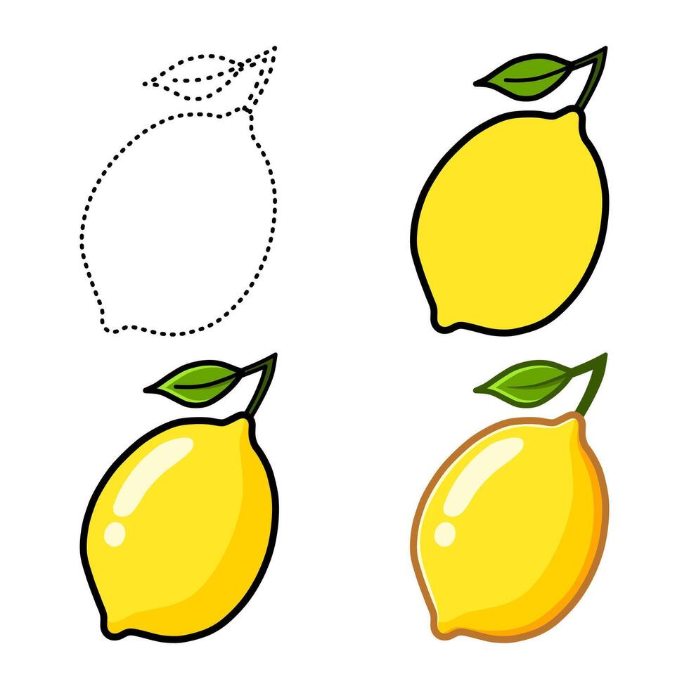 lemon fruit set illustration vector