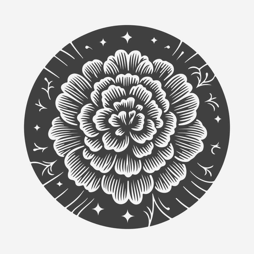 Print Captivating Marigold Flower Silhouette, Nature's Artistic Masterpiece vector