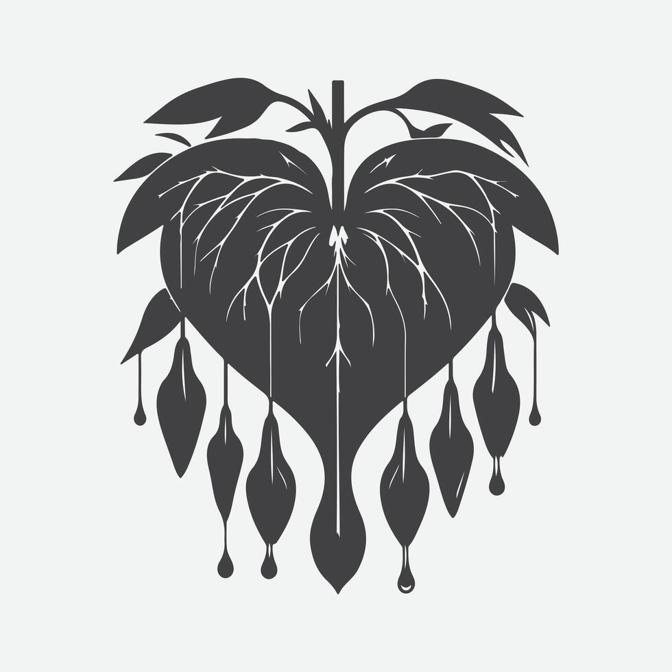 Print Enchanting Elegance, The Striking Silhouette of the Bleeding Heart Flower vector