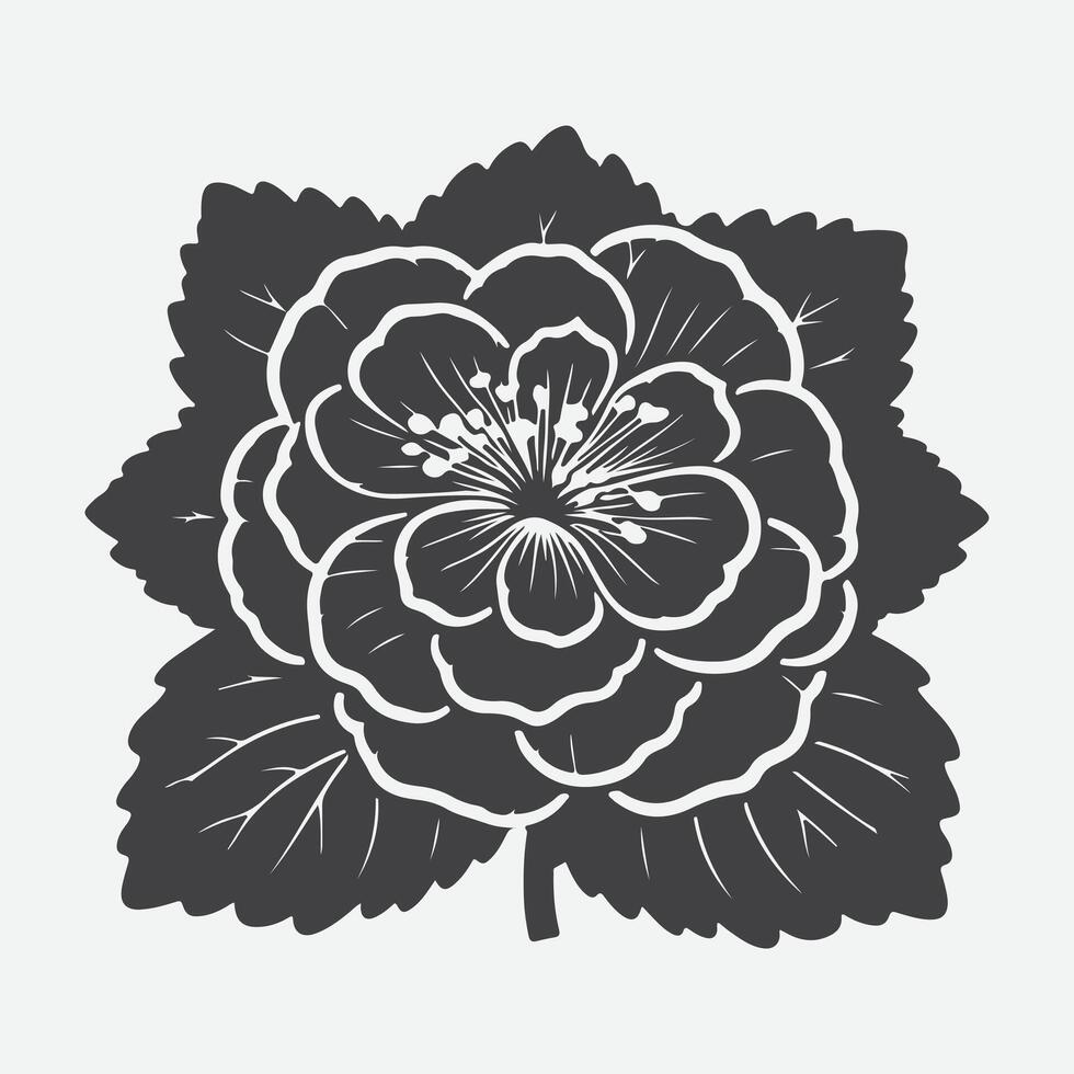 Elegant Begonia Flower Silhouette, A Captivating Display of Nature's Grace vector