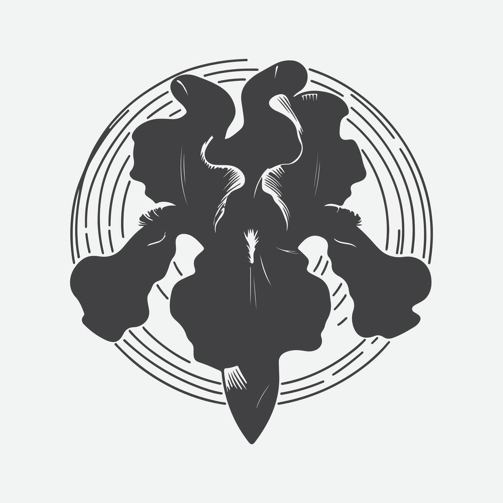 Enchanting Iris Flower Silhouette, A Timeless Symbol of Elegance and Beauty vector
