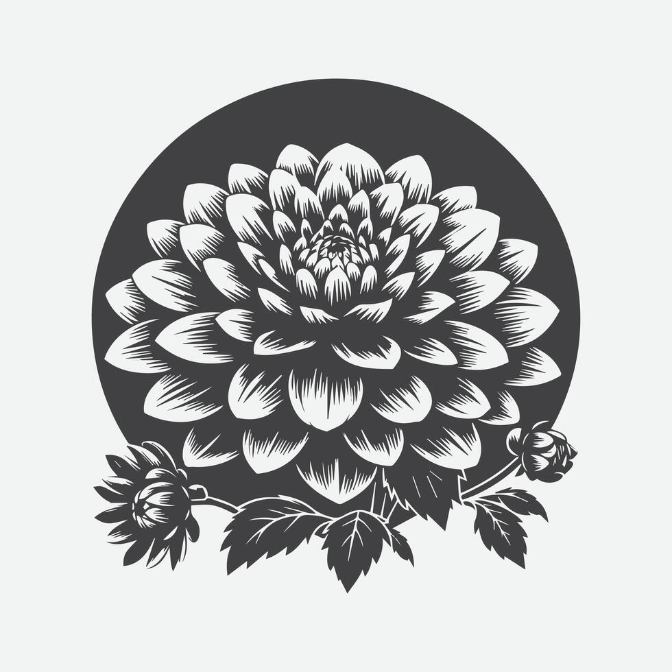 Majestic Dahlia Flower Silhouette, Capturing Nature's Elegance in Every Detail vector