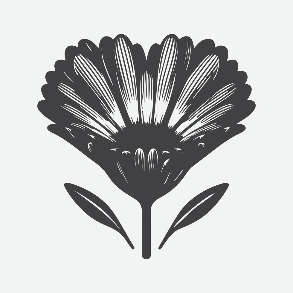 Print Stunning Silhouette, The Majestic Beauty of the Calendula Heart Flower vector