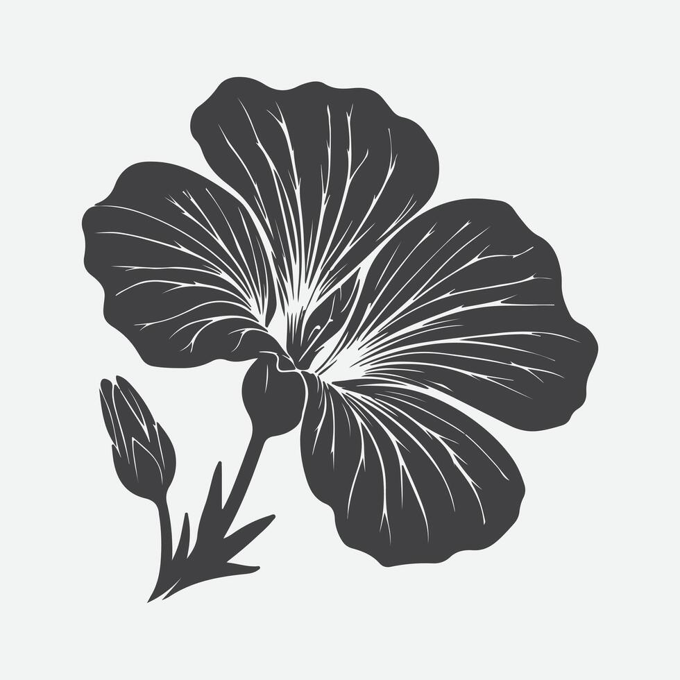 Exquisite Nasturtium Flower Silhouette, Capturing Nature's Grace in Silhouette Art vector