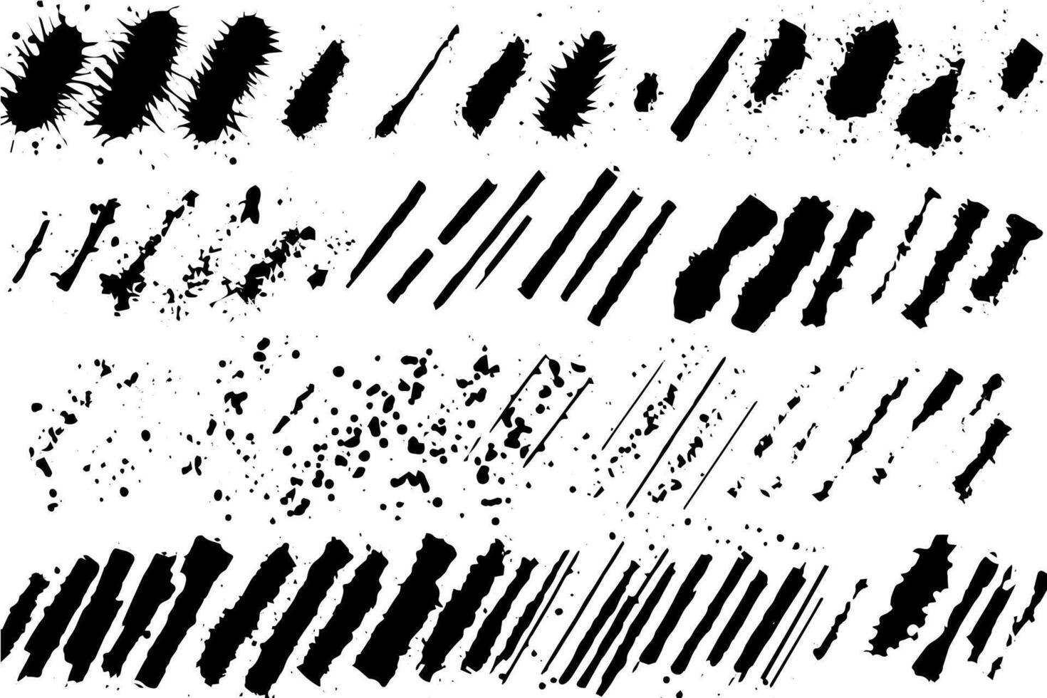 Brushstroke Collection Black Ink Splashes and Paintbrush Strokes Set. vector