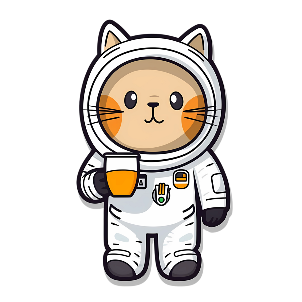 funny cute cat in astronaut suit in the galaxy sticker png