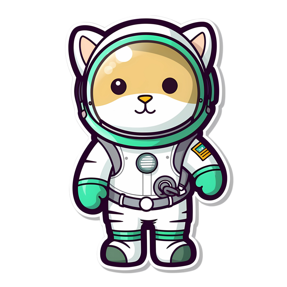 funny cute cat in astronaut suit in the galaxy sticker png