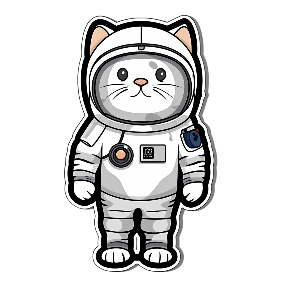 funny cute cat in astronaut suit in the galaxy sticker png