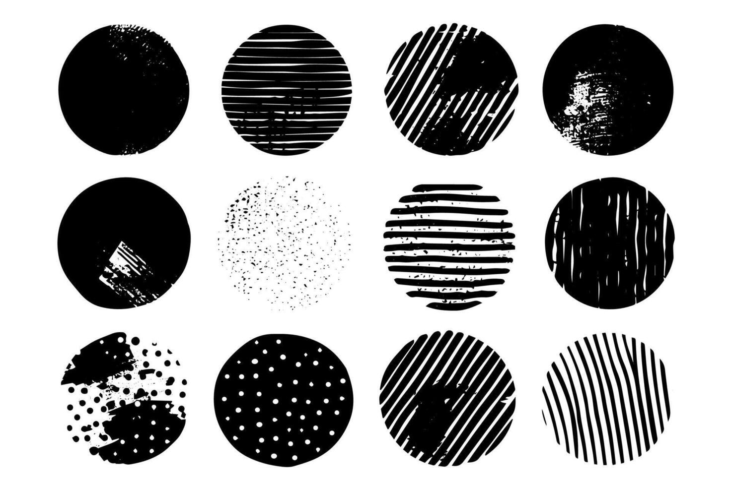 Abstract Ink Circle Shape Set Grungy Frames and Coffee Stains. vector