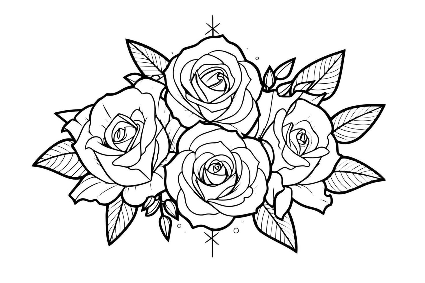 Elegant Rose. Vintage simple line art. Hand drawn ink sketch. Engraving illustration. vector