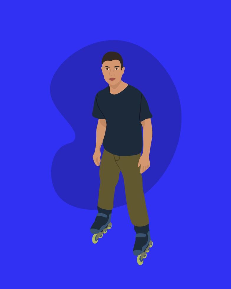 Illustration of a man on roller skates. vector