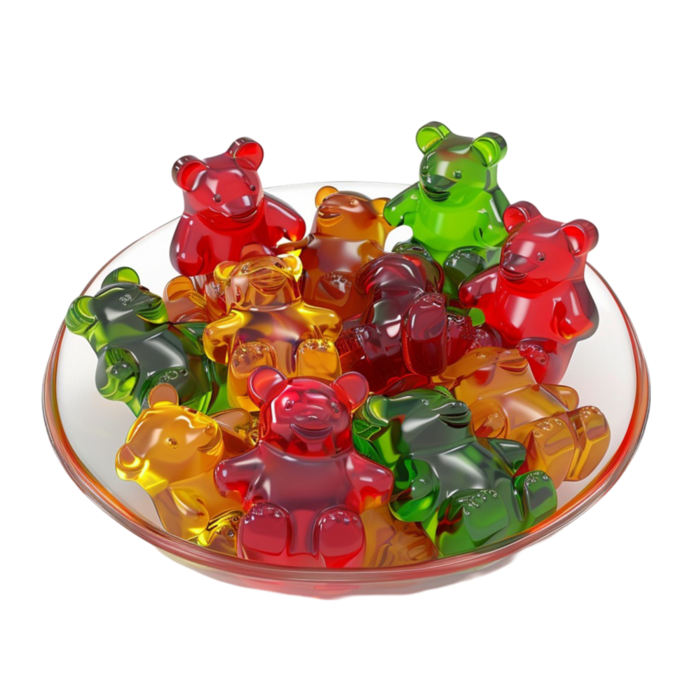gummy bears in a bowl on a transparent background AI-Generated png