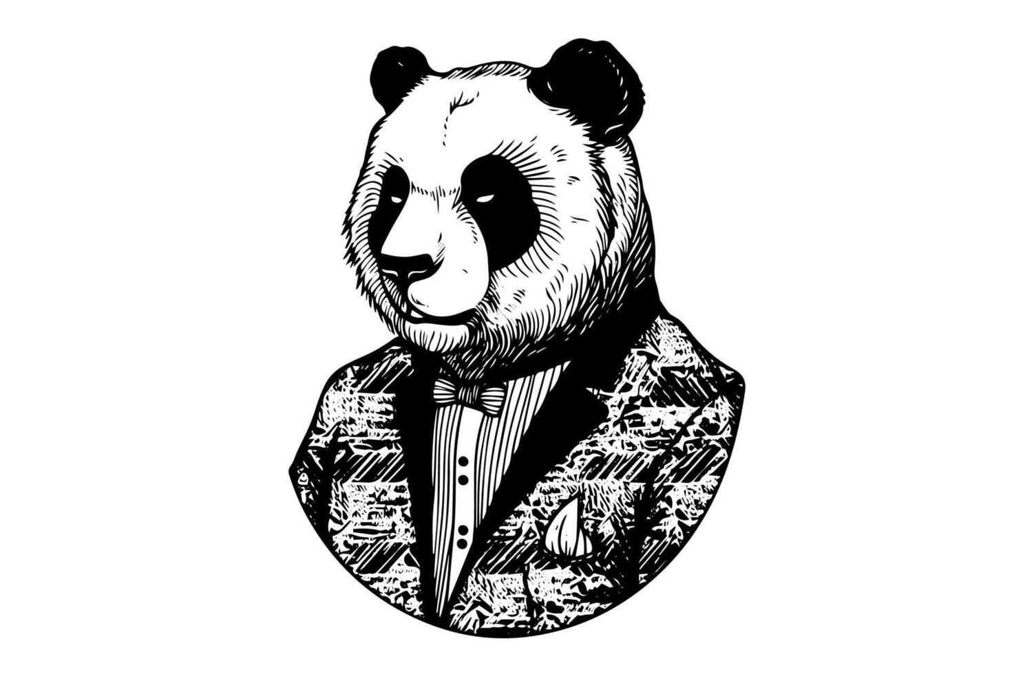 Vintage Hand-Drawn Bear in Businessman Suit Hipster Animal Character Sketch with Typography Design. vector