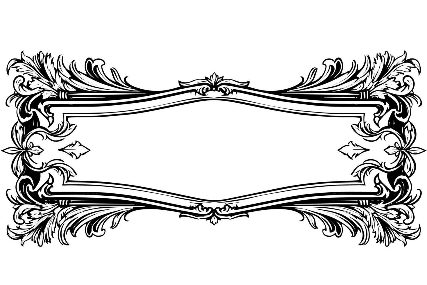 Vintage Victorian Ornamental Frame Classic Rococo Design with Golden Flourishes.Message Board. vector
