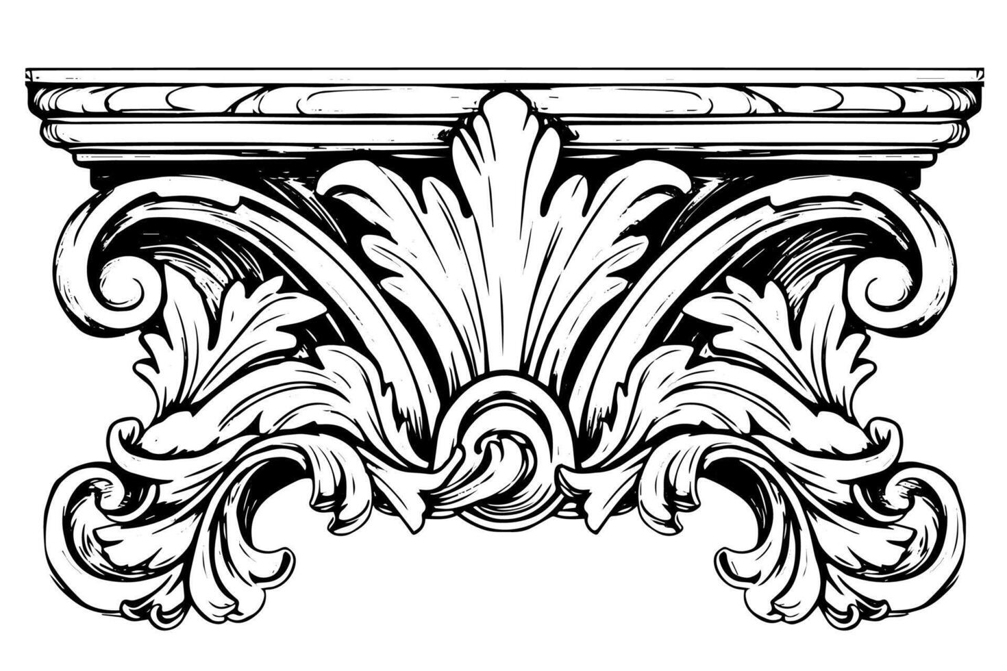 Vintage Baroque Ornamentation Intricate Illustrations of Architectural Stucco Details Element. vector