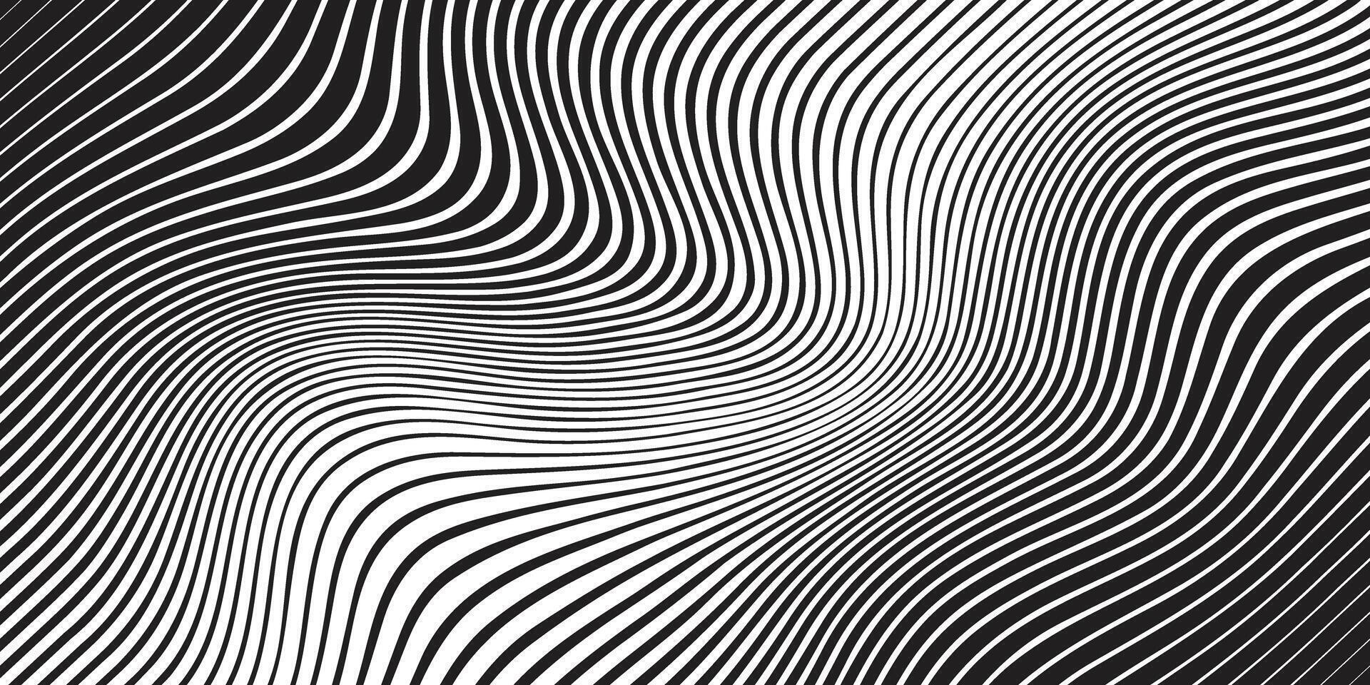 Halftone wavy curvy stripes pattern. Zebra stripes line in black white. Isolated object on white background. vector