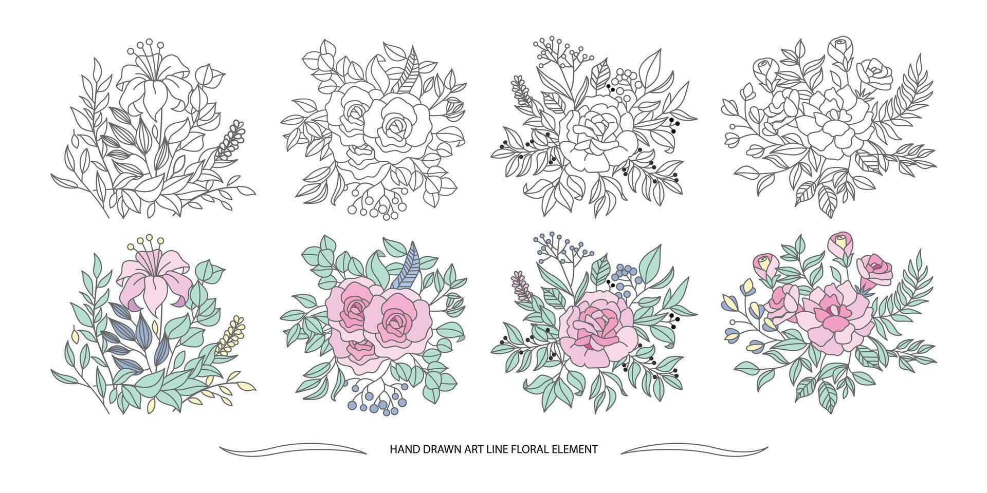 Floral ornamental bouquet rose. Color pastel isolated object on white background for invitation, birthday. vector