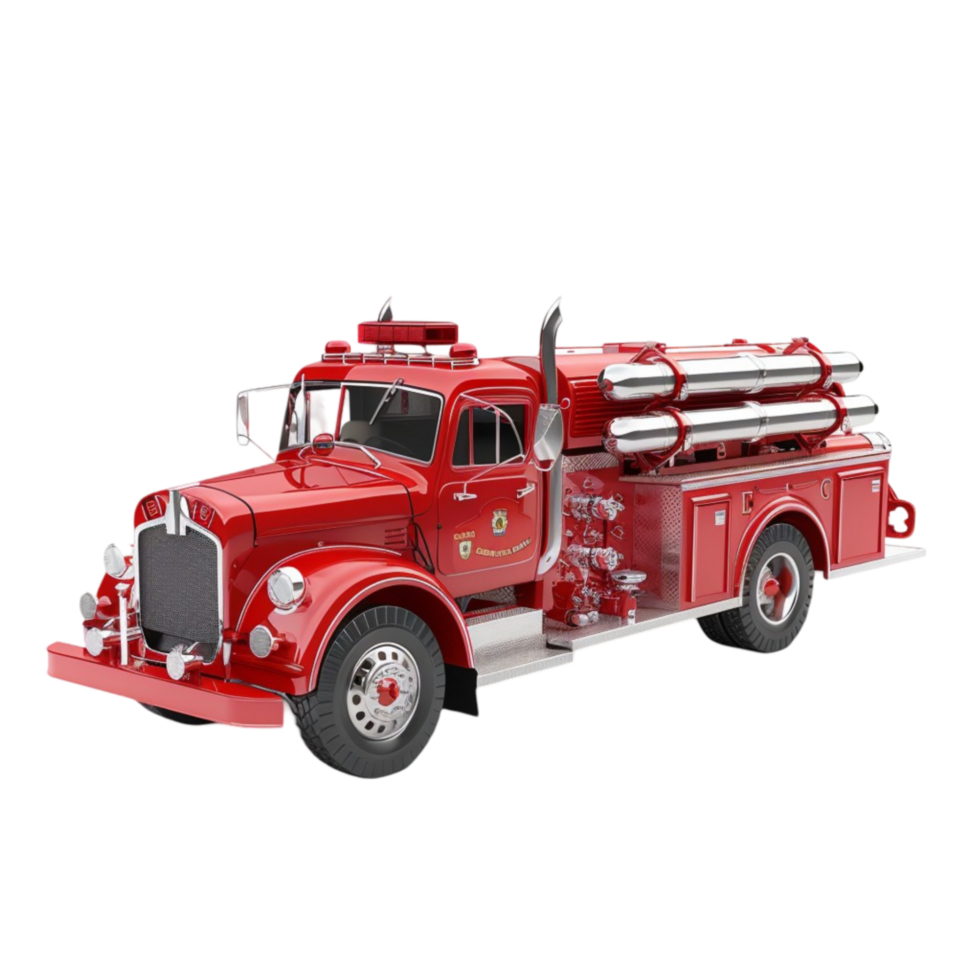 a red fire truck on a transparent background AI-Generated png