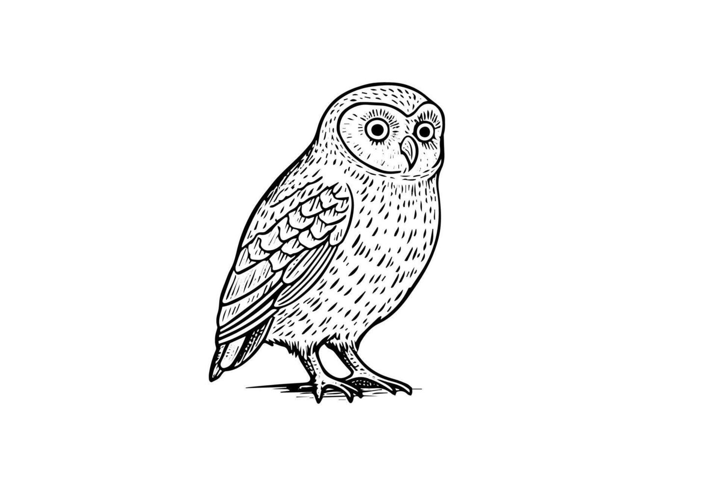Vintage Owl Hand-Drawn Sketch of a Wise Bird. vector