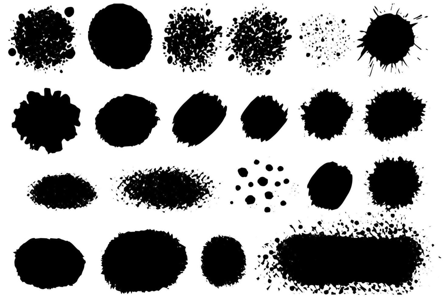 Grunge texture brush circles.Hand drawn paintbrush round shape. Watercolor stroke circles. Set of illustration. vector