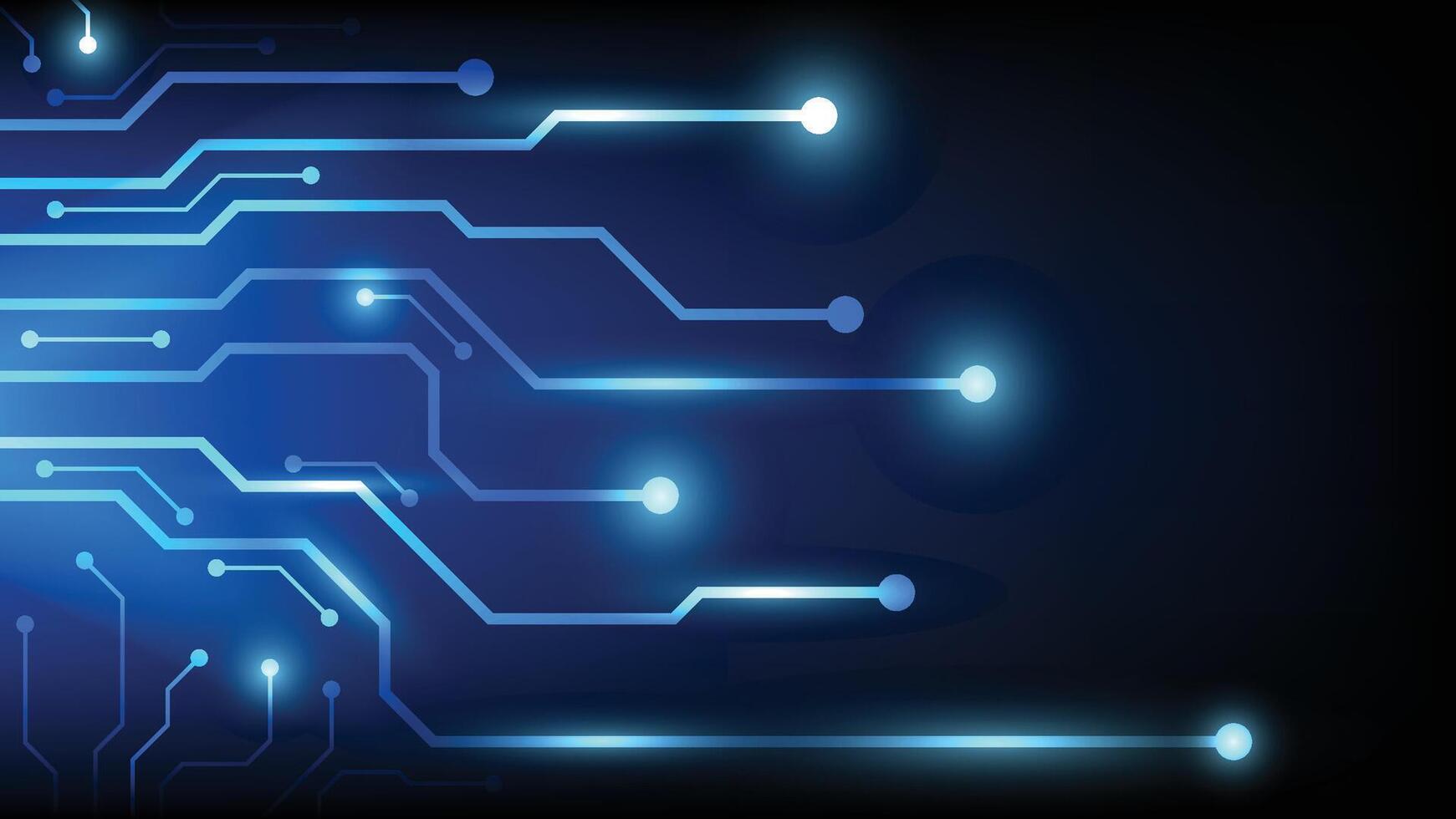 futuristic circuit board with light glowing on blue background vector