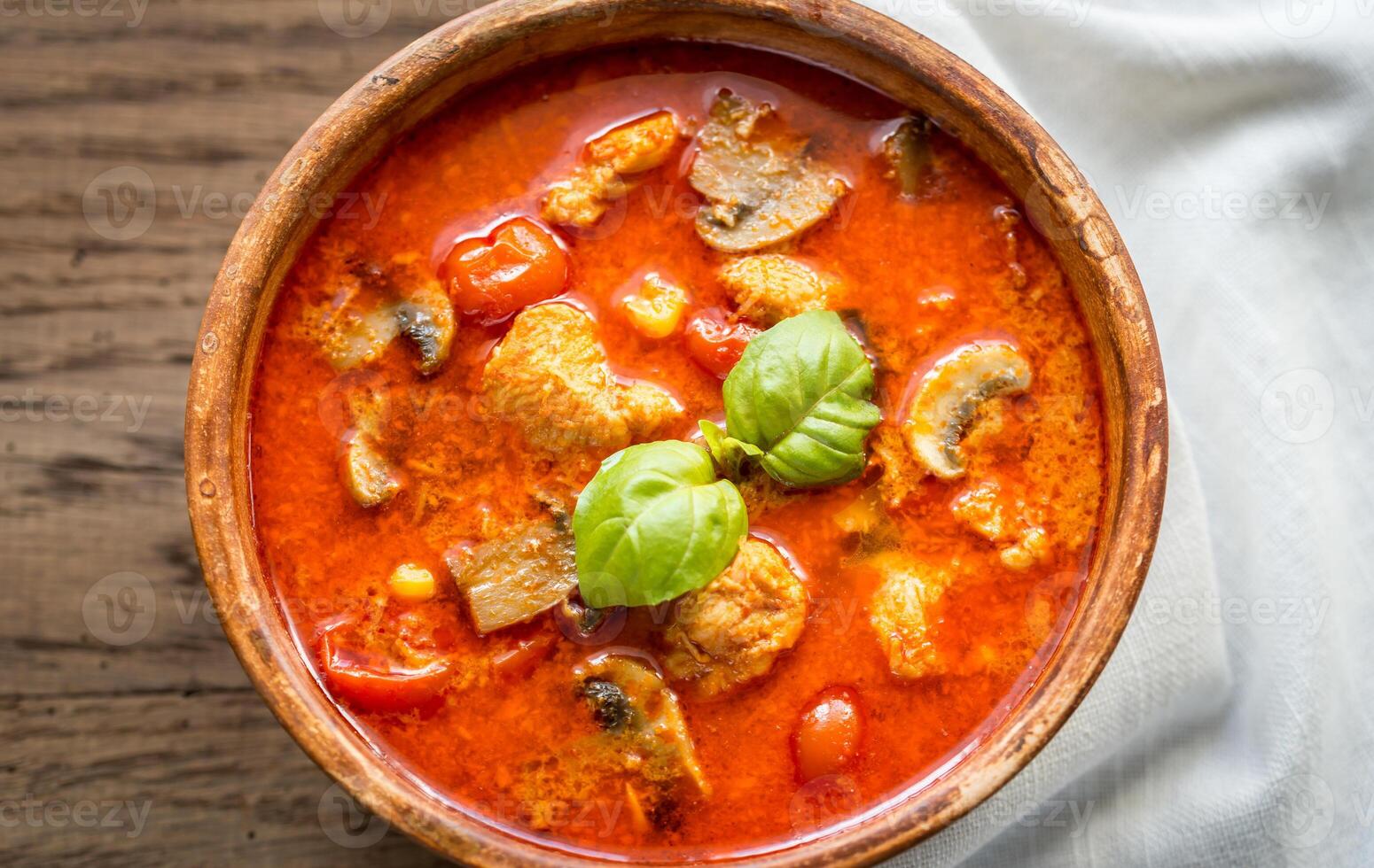 Thai red chicken curry photo