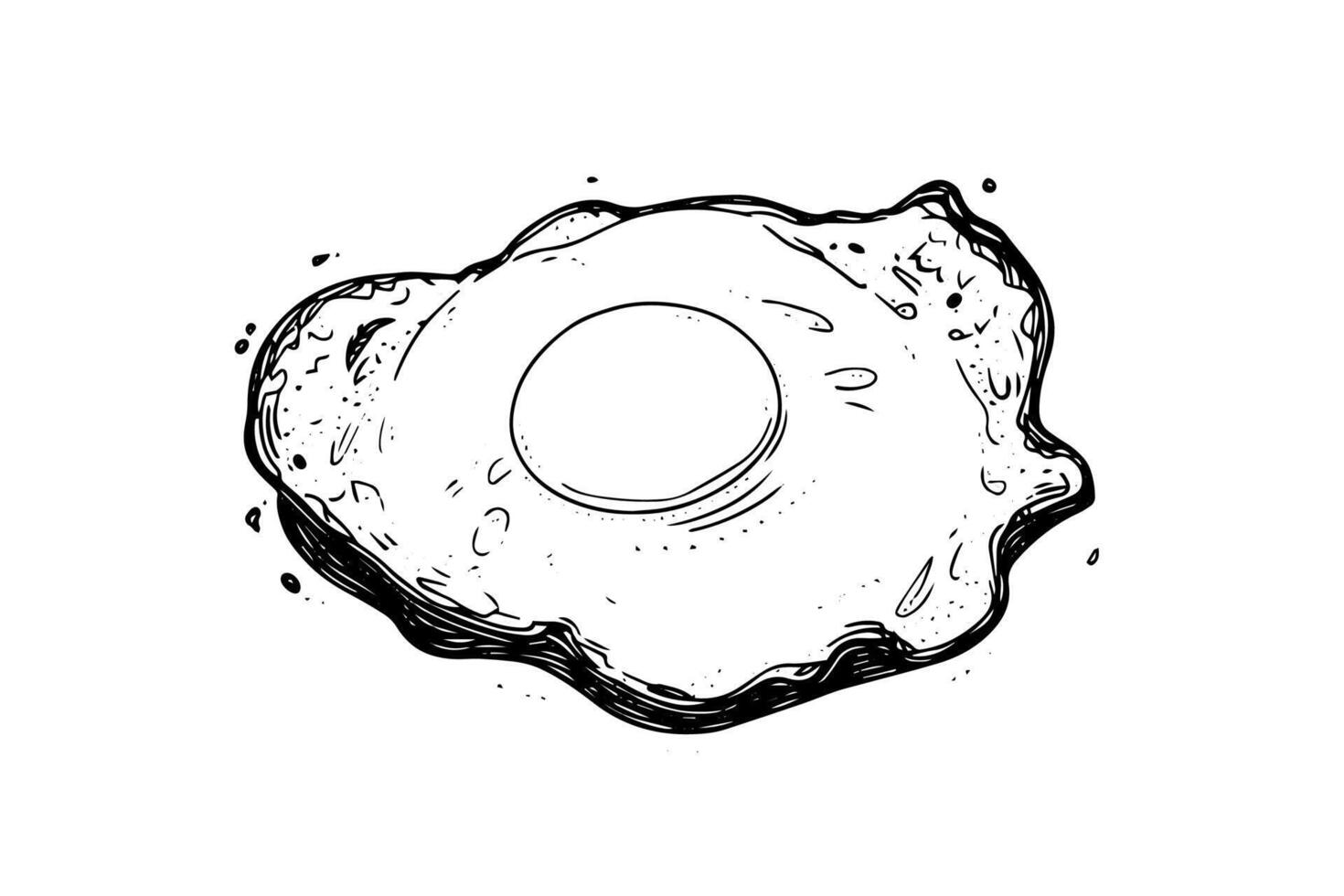 Fried egg hand drawn ink sketch. Engraving style illustration. vector