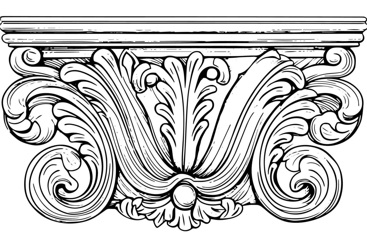 Vintage Baroque Ornamentation Intricate Illustrations of Architectural Stucco Details Element. vector