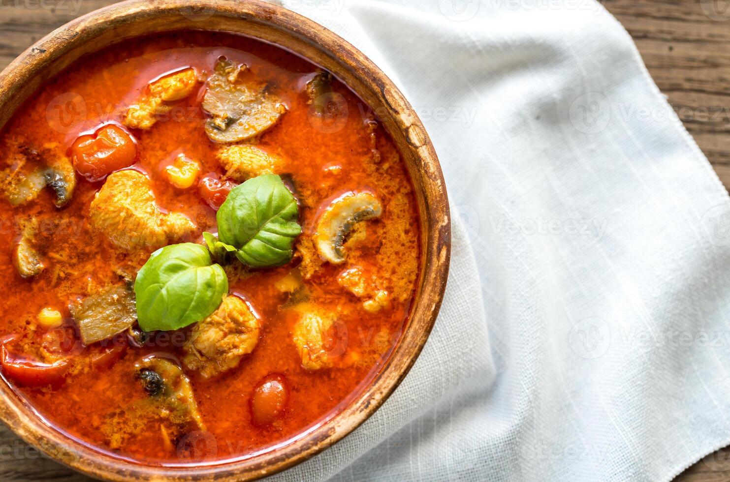 Thai red chicken curry photo