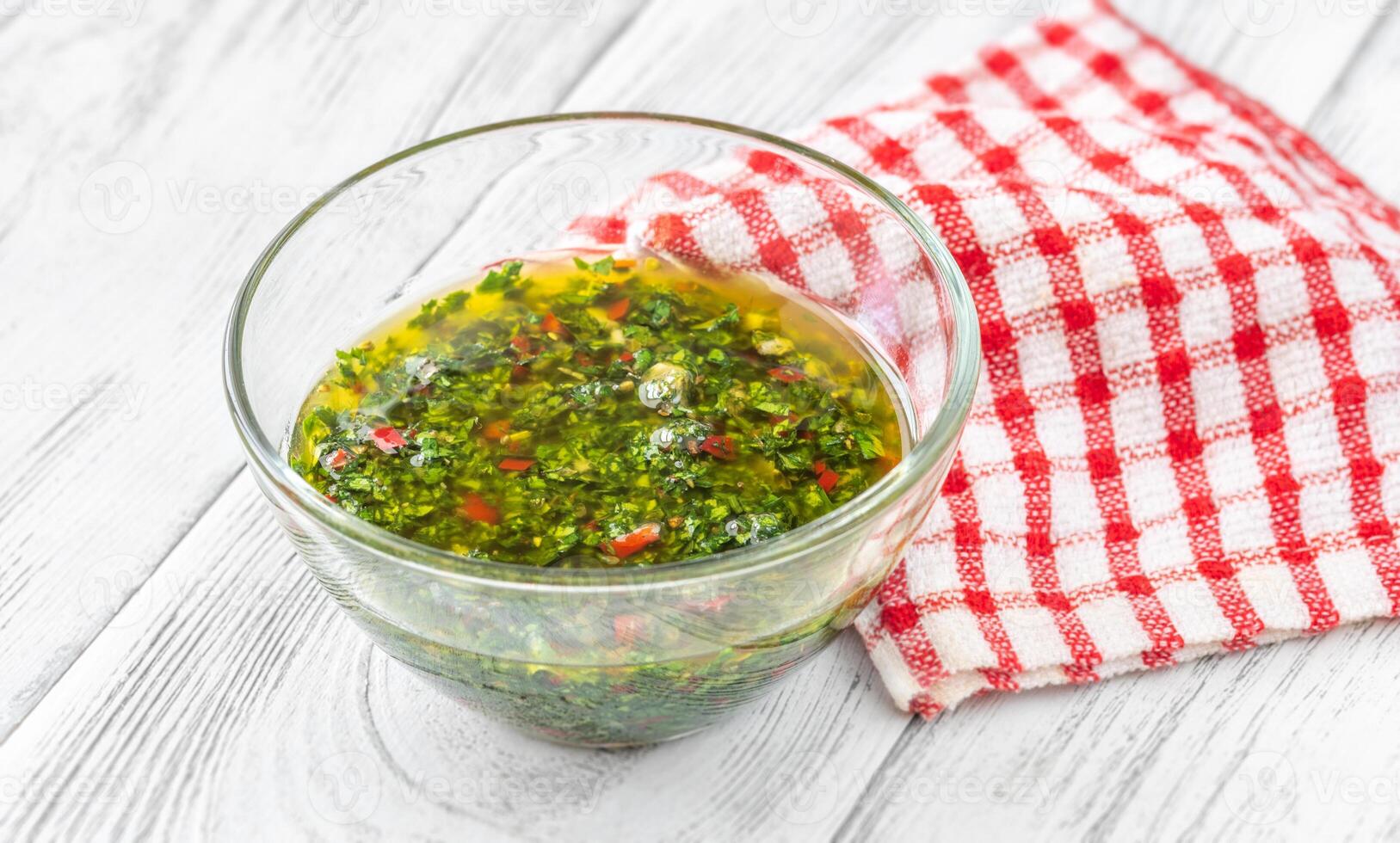 Bowl of Chimichurri sauce photo