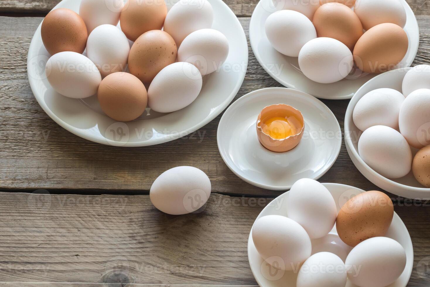 Raw chicken eggs photo