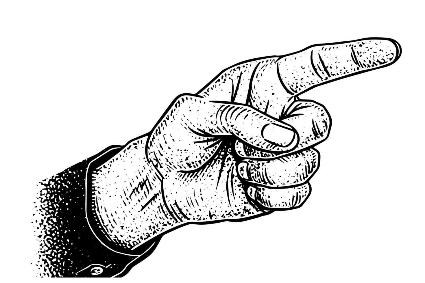 Pointing finger. black vintage engraved illustration. Hand drawn ink sketch. vector