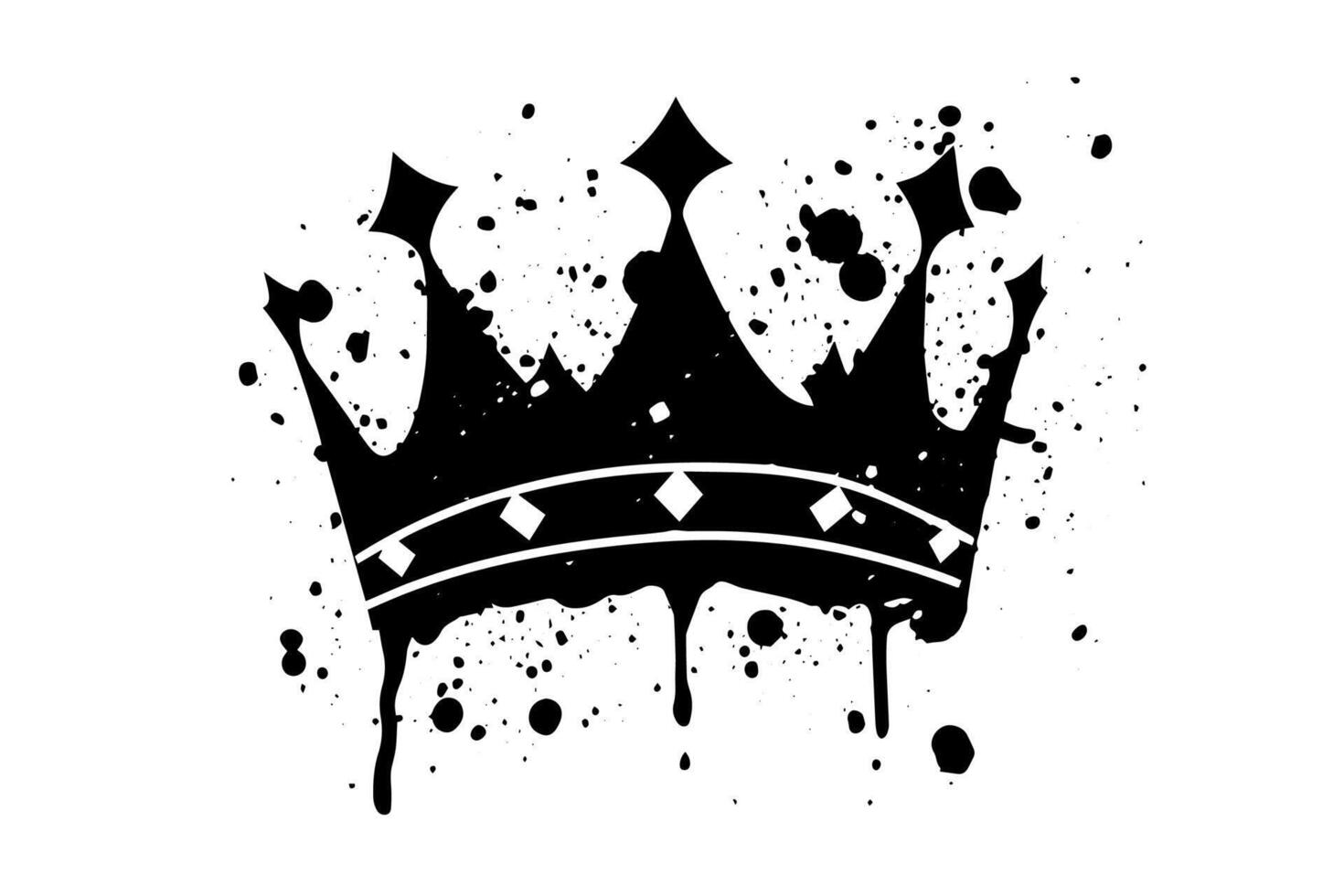 King's Crown Hip Hop Street Art with Grunge Spray Paint Drip and Graffiti Font. vector